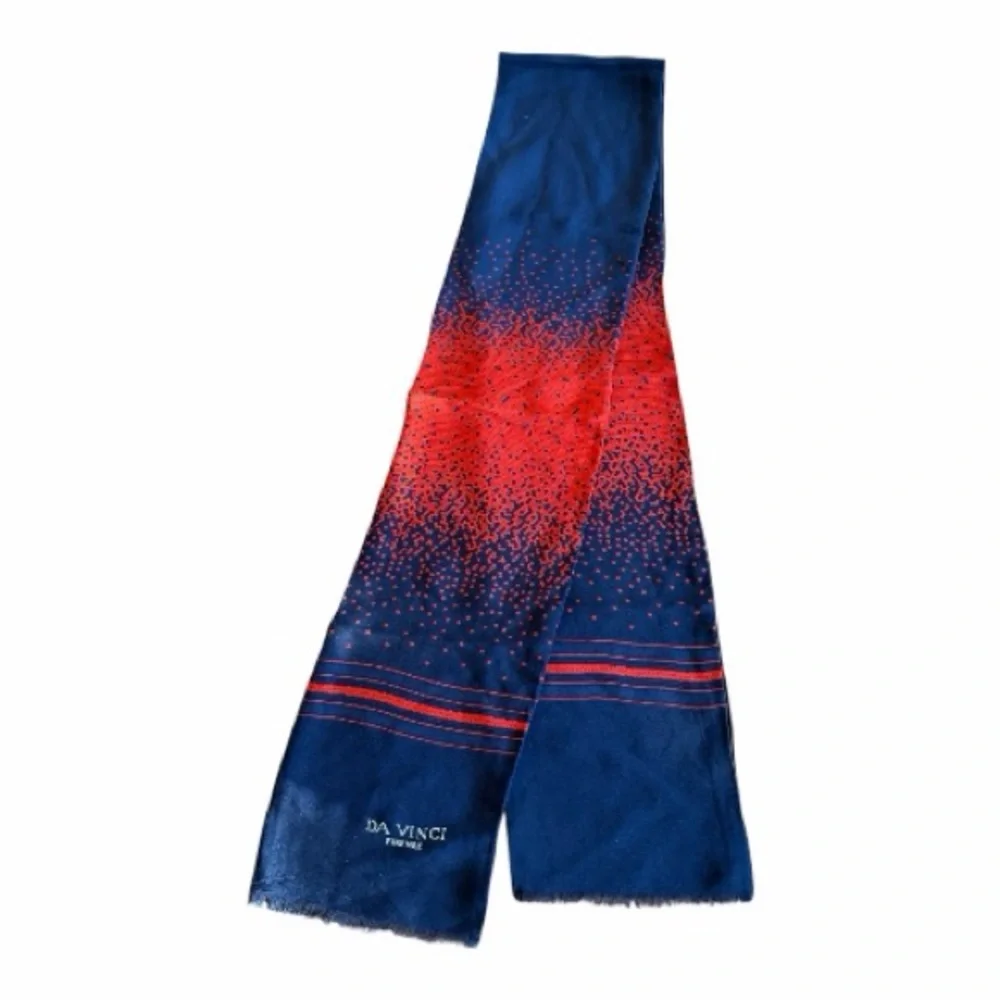 Vintage Scarf by Da Vinci Firenze Navy and Red Scarf 5.5” by 54”